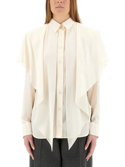Stella Mccartney Semi-transparent Silk Shirt In Ivory