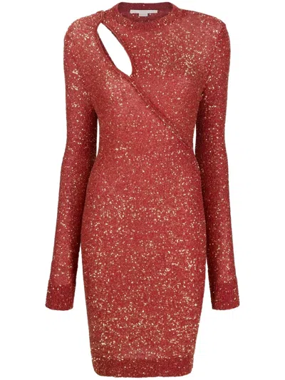 Stella Mccartney Sequin-embellished Cut-out Dress In Red