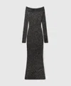 Stella Mccartney Sequin Off-shoulder Floor-length Dress In Black