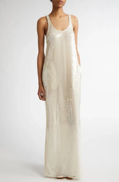 Stella Mccartney Sequin Tank Dress In Cream