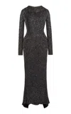 Stella Mccartney Sequined Knit Off-the-shoulder Maxi Dress In Black