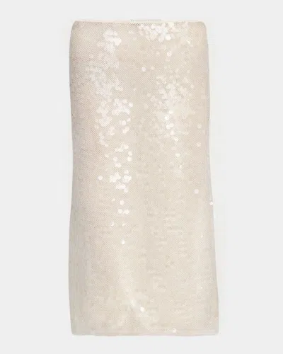 Stella Mccartney Sequined Midi Skirt In Cream