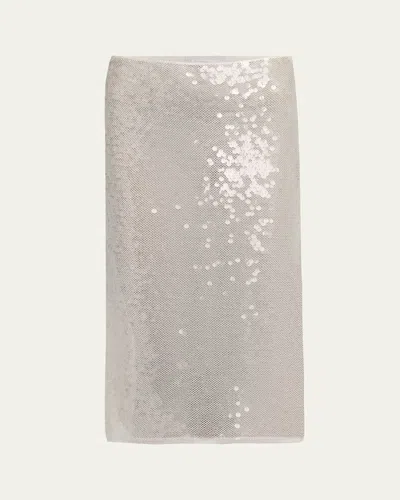 Stella Mccartney Sequined Midi Skirt In Cream