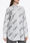 Stella Mccartney Sequined Mother Long-sleeved Stripe Shirt In Gray