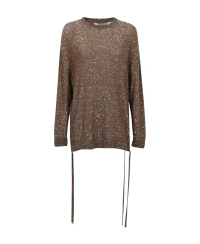Stella Mccartney Sequinned Long-sleeved Jumper In Brown