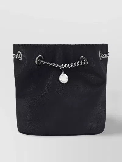 Stella Mccartney Shaggy Deer Bucket Bag With Chain Strap In Black