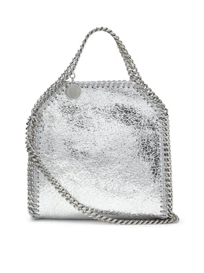 Stella Mccartney Shaggy Deer Matt Eco-leather Micro Tote Bag In Silver