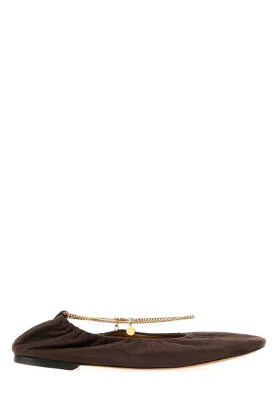 Stella Mccartney Shaggy Deer With Chain Detail Ballerinas In Brown