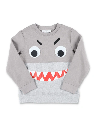 Stella Mccartney Kids' Shark Face Colourblock Sweatshirt In Grey