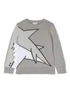 Stella Mccartney Shark-intarsia Cotton Jumper In Grey