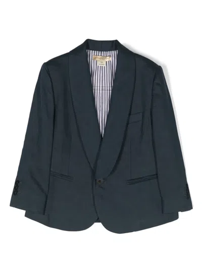Stella Mccartney Kids Teen Boys Navy Blue Linen Blazer