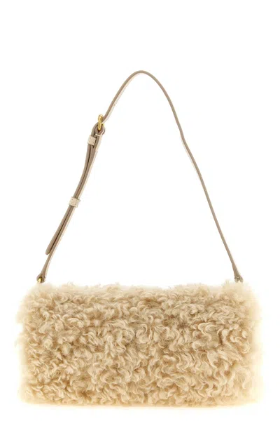 Stella Mccartney Shearling Clutch In Beige