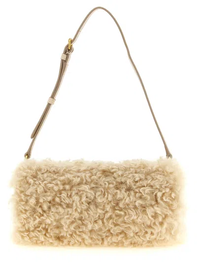 Stella Mccartney Shearling Clutch In Beige