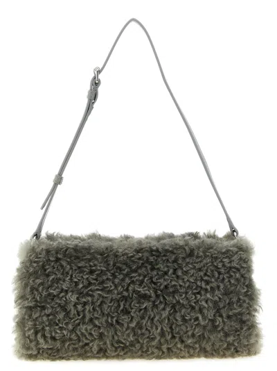 Stella Mccartney Shearling Clutch In Gray