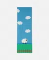 Stella Mccartney Sheep Embroidered Scarf In Blue