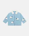 Stella Mccartney Sheep Pattern Denim Jacket In Blue And White