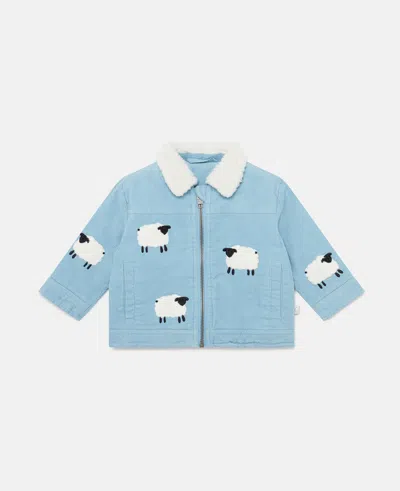 Stella Mccartney Sheep Pattern Denim Jacket In Blue