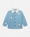 Stella Mccartney Sheep Pattern Denim Jacket In Blue And White
