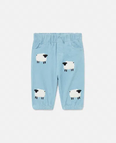 Stella Mccartney Sheep Pattern Denim Pants In Blue And White