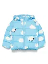 Stella Mccartney Sheep-pattern Puffer Jacket In Blue