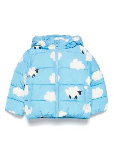Stella Mccartney Babies' Sheep-pattern Puffer Jacket In Blue