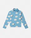Stella Mccartney Sheep Pattern Turtleneck Top In Blue And White