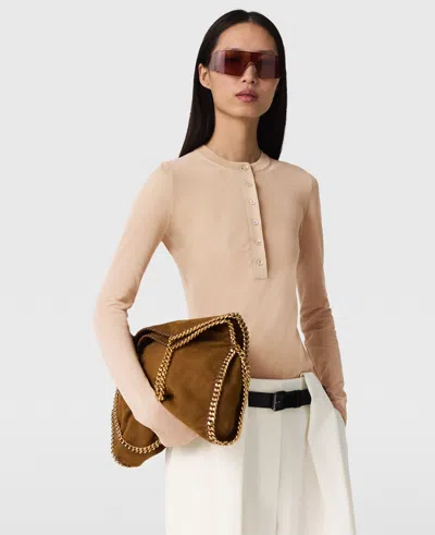 Stella Mccartney Sheer Long Sleeve Crewneck Top In Nude