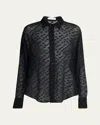Stella Mccartney Sheer Polka Dot Button Down Blouse In Black
