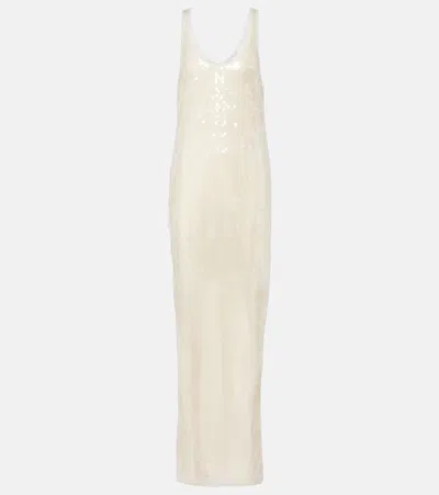 Stella Mccartney Sheer Sequined Maxi Dress In White