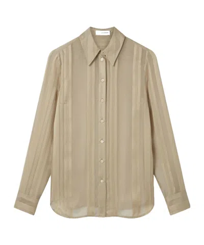 Stella Mccartney Sheer Striped Paneled Shirt In Neutral