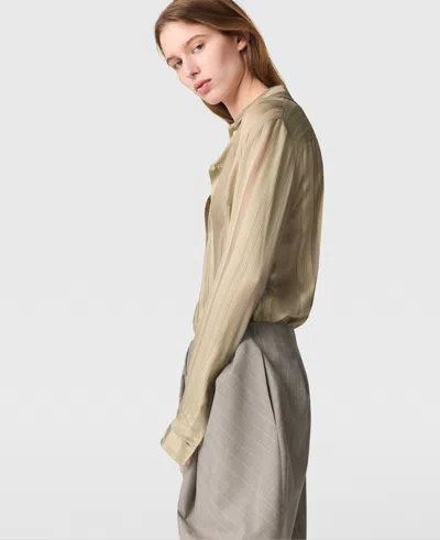Stella Mccartney Sheer Striped Panelled Shirt In Beige