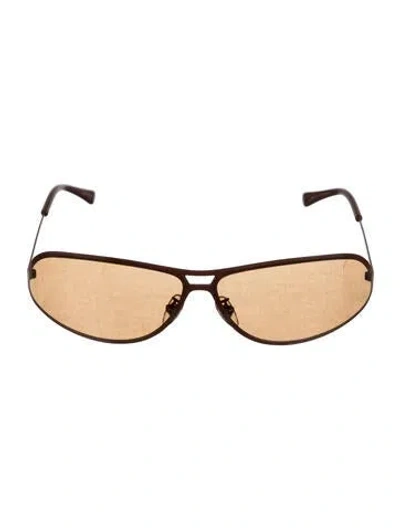Pre-owned Stella Mccartney Shield Mirrored Sunglasses W/ Tags In Brown