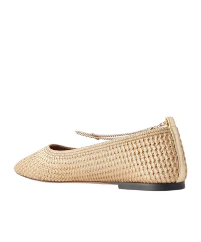Stella Mccartney Shiny Silk Woven Flat Shoes In Nude