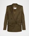 Stella Mccartney Shiny Wool Double-breasted Jacket In Brown