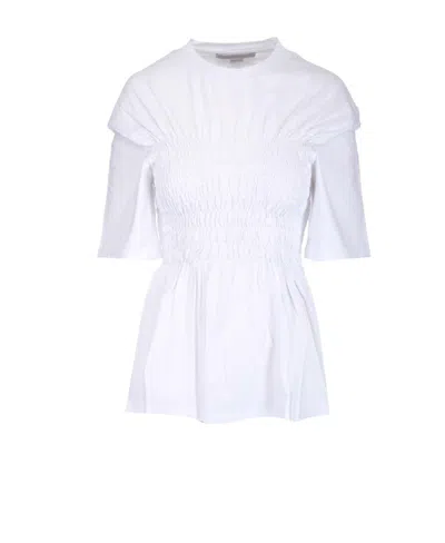 Stella Mccartney Shirred Cotton Top In White