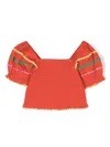 Stella Mccartney Kids' Stretch Organic Cotton Voile Top In Red