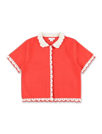 Stella Mccartney Kids' Shirt Cropped Top Ricami White In Red