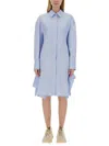 Stella Mccartney Hem Asymmetric Shirt Dress With Chest Pocket In Blue
