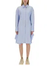 Stella Mccartney Hem Asymmetric Shirt Dress With Chest Pocket In Blue