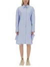 Stella Mccartney Hem Asymmetric Shirt Dress With Chest Pocket In Blue