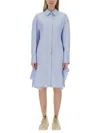 Stella Mccartney Hem Asymmetric Shirt Dress With Chest Pocket In Blue