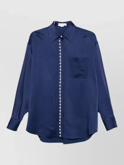 Stella Mccartney Shirt Featuring Pearls Chest Pocket Collared Neck In Blue