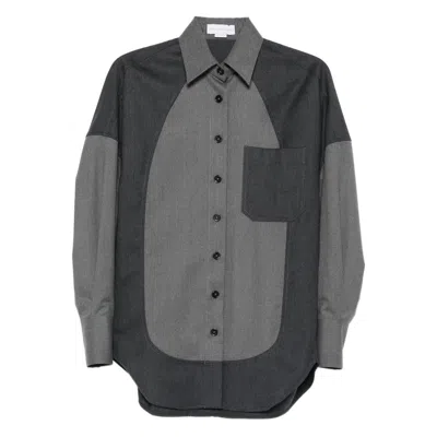 Stella Mccartney Panelled Oversized Shirt In Gray
