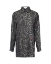 Stella Mccartney Leopard Print Shirt With Classic Collar And Embroidered Detail In Multi