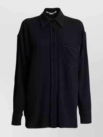 Stella Mccartney Shirt Viscose Blend Pointed Collar In Black