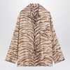 Stella Mccartney Womens Natural Animal-print Long-sleeved Silk Shirt