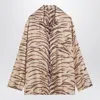Stella Mccartney Womens Natural Animal-print Long-sleeved Silk Shirt In Beige