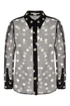 Stella Mccartney Polka Dot Printed Semi-sheer Shirt In Black Cream