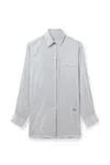 Stella Mccartney Embroidered Silk Oversize Shirt In White/steel