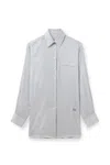 Stella Mccartney Embroidered Silk Oversize Shirt In White/steel